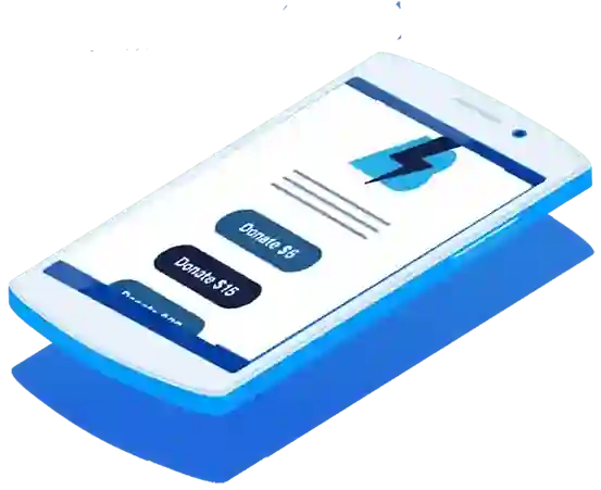 clipart of a cell phone with donation buttons