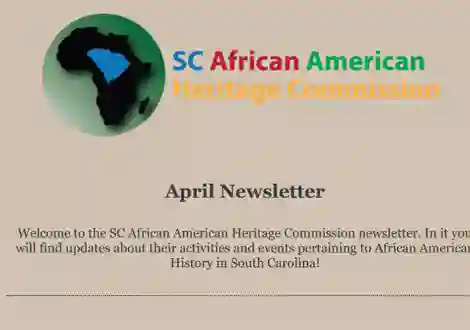 screenshot SC African American Heritage Commission April Newsletter