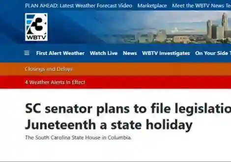 screenshot of juneteenth legislation article